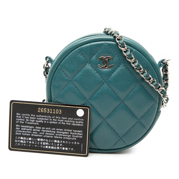 Pre-Loved Chanel CC Quilted Caviar Round Clutch With Chain - Picture 8 of 8